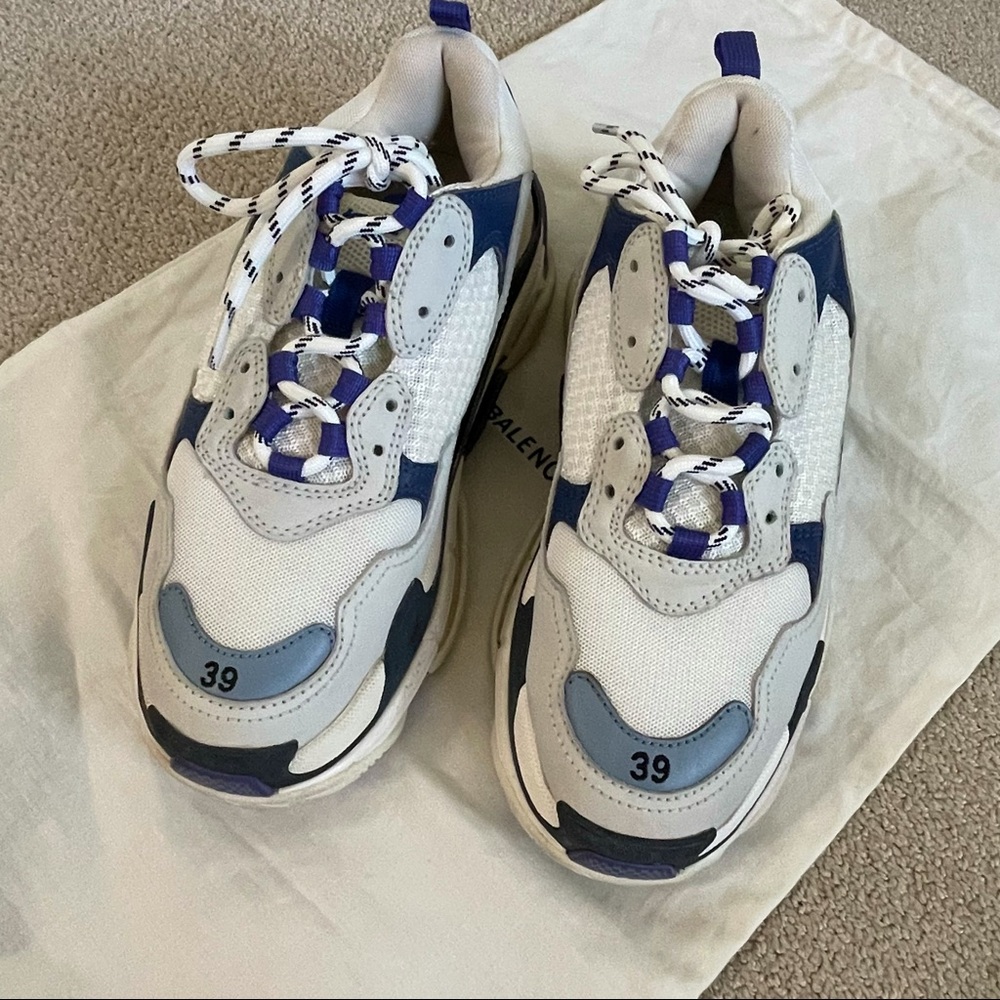 PRE-LOVED Balenciaga Triple S White & Blue Size 39